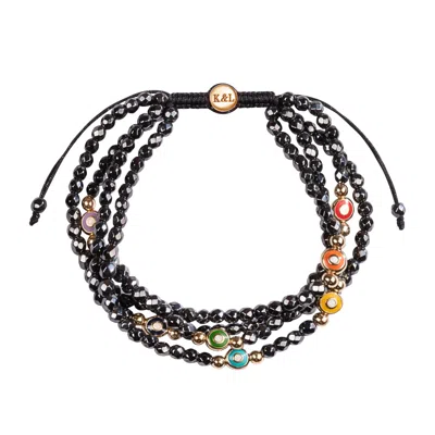 Karma And Luck Women's Grey Energetic Spirit - Hematite Chakra Enamel Evil Eye Bracelet