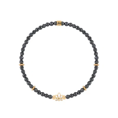 Karma And Luck Women's Grey Graceful Resilience - Hematite Lotus Bracelet