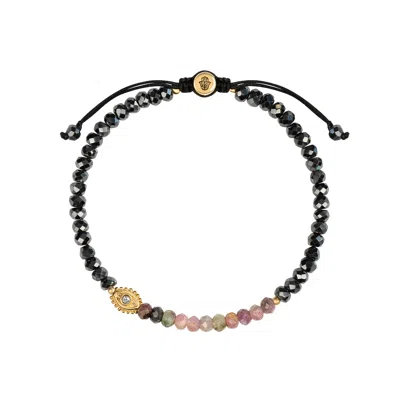 Karma And Luck Women's Grey Grounded In Love - Evil Eye Tourmaline Hematite Bracelet