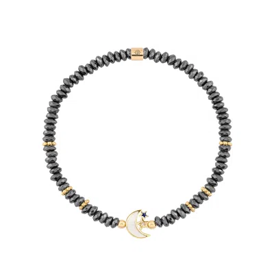 Karma And Luck Women's Grey Lunar Sanctuary - Moon & Star Hematite Bracelet