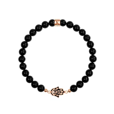 Karma And Luck Women's Improved Endurance - Hamsa Black Onyx Bracelet