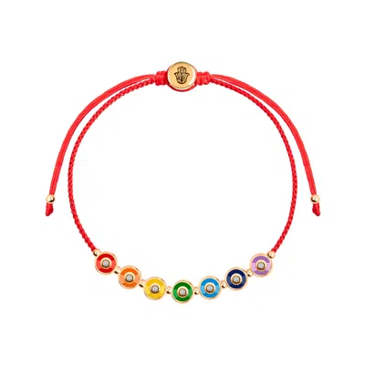 Karma And Luck Women's Joyful Journey - Gold Plated Chakra Red String Bracelet