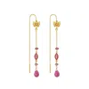 Karma And Luck Women's Pink / Pink / Purple Zen Mindset Tourmaline Butterfly Gold Drop Earrings In Multi