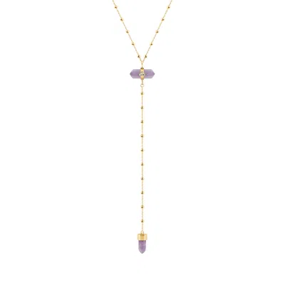 Karma And Luck Women's Pink / Purple / Gold Divine Guidance Amethyst Gold Evil Eye Necklace