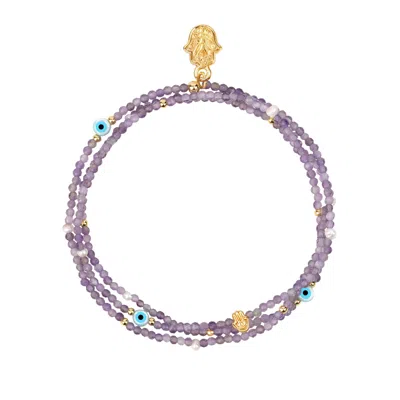 Karma And Luck Women's Pink / Purple Harmonious Spirit - Amethyst February Birthstone Wrap