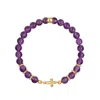 Karma And Luck Women's Pink / Purple Leap Of Intuition - Amethyst Cross Charm Bracelet