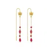 Karma And Luck Women's Pink / Red / Gold Opulent Soul Ruby Butterfly Gold Drop Earrings In Multi