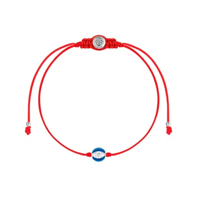 Karma And Luck Women's Red / Blue Super Guardian - Navy Enamel Evil Eye Red String Bracelet