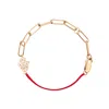Karma And Luck Women's Red / Gold / White Exuberant Optimism - Red String Chain Hamsa Bracelet