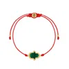 Karma And Luck Women's Red / Green Gifted & Blessed Hamsa Malachite Red String Bracelet In Multi