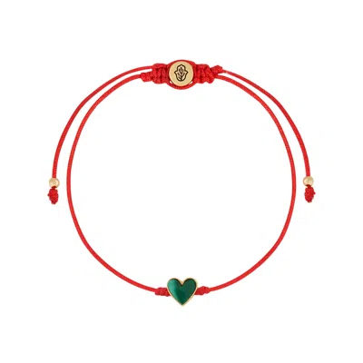 Karma And Luck Women's Red / Green Lucky In Love - Malachite Red String Bracelet In Multi