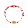 Karma And Luck Women's Red / Green Spirit's Innovation Evil Eye Peridot Red String Bracelet