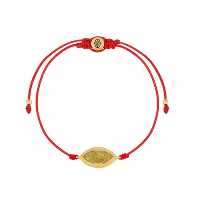 Karma And Luck Women's Red / Green Spirit's Innovation Evil Eye Peridot Red String Bracelet In Multi