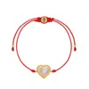 Karma And Luck Women's Red / White Dreams Fulfilled Mother Of Pearl Heart Charm Red String Bracelet