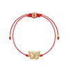 Karma And Luck Women's Red / White / Gold Cheerful Spirit Mother Of Pearl Butterfly Red String Bracelet In Multi