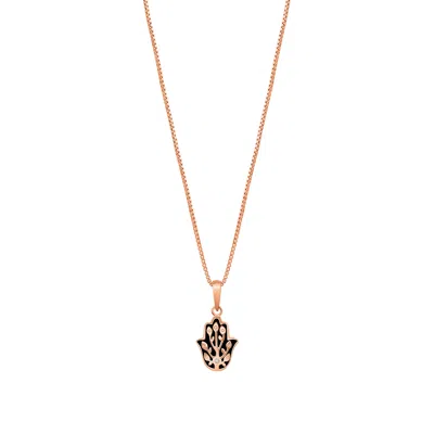 Karma And Luck Women's Rose Gold / Black Stay Positive - Rose Gold Hamsa Pendant Necklace In Multi