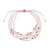 Karma And Luck Women's Rose Gold / Pink / Purple Gentle Soul - Rose Quartz Hamsa Evil Eye Charm Bracelet