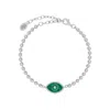 Karma And Luck Women's Silver / Green Constant Guardian Evil Eye Malachite Silver Bracelet