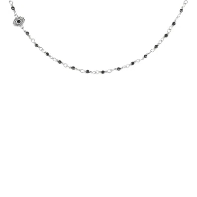 Karma And Luck Women's Silver / Grey Harmony Guardian Hematite Evil Eye Necklace