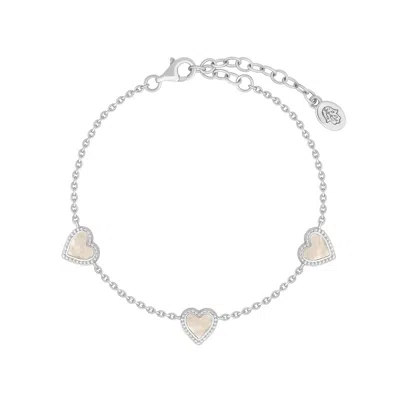 Karma And Luck Women's Silver / White Joyful Connections Mother Of Pearl Silver Heart Bracelet