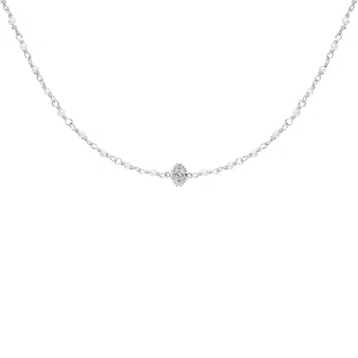 Karma And Luck Women's Silver / White Lustrous Guardian Evil Eye Pearl Necklace