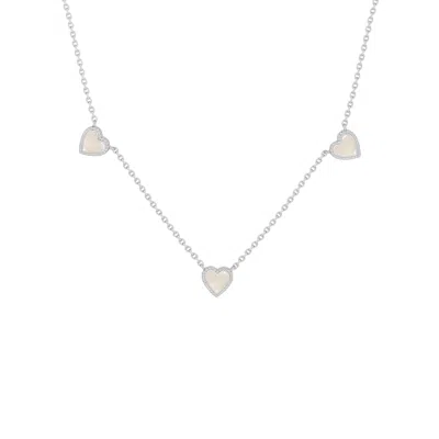 Karma And Luck Women's Silver / White Serene Vibes Mother Of Pearl Heart Silver Necklace