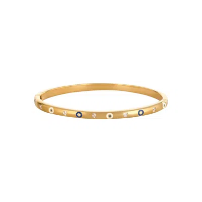 Karma And Luck Women's Soulful Rejuvenation Gold Evil Eye Cuff Bracelet