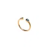 Karma And Luck Women's Sparkling Positivity - Gold Navy Enamel Evil Eye Ring