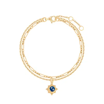 Karma And Luck Women's Uplifting Reflection Gold Moon & Stars Gold Bracelet