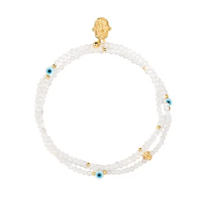 Karma And Luck Women's White Balanced Spirit - Clear Quartz April Birthstone Wrap