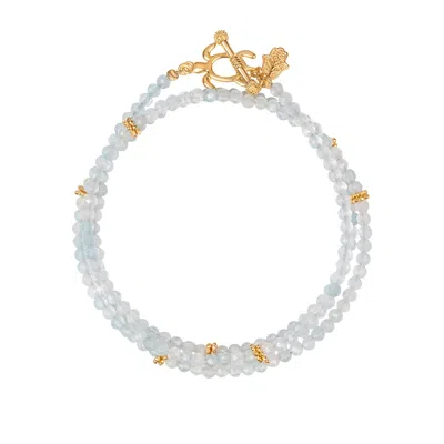 Karma And Luck Women's White / Blue / Neutrals Emotional Strength - Aquamarine Uniting Cultures Turtle Wrap