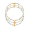 Karma And Luck Women's White / Gold / Blue Soothing Warmth - Labradorite Moonstone Aquamarine Triple Summer Stack In Multi