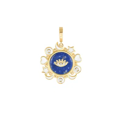 Karma And Luck Women's White / Gold / Blue Trusted Guide - Multi Symbol Charm
