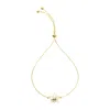 Karma And Luck Women's White / Gold In Full Bloom Diamond Lotus Charm Bracelet