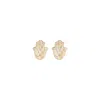Karma And Luck Women's White / Gold Ward Off Malice Hamsa Stud Earrings