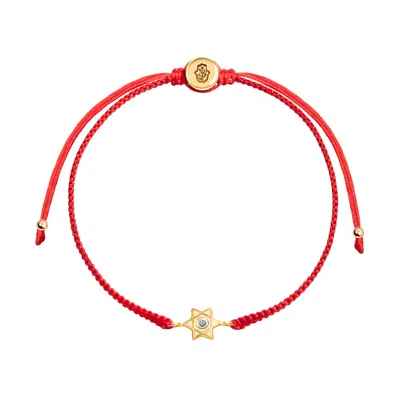 Karma And Luck Women's White / Red Bright Hope - Red String Star Of David Charm Bracelet