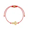 Karma And Luck Women's White / Red Faithful Abundance Cross Mother Of Pearl Red String Bracelet
