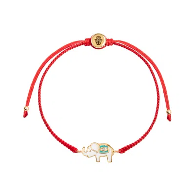 Karma And Luck Women's White / Red Spiritual Strength - Red String Elephant Charm Bracelet In Multi