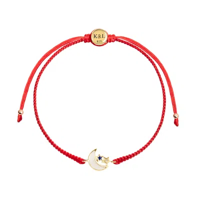 Karma And Luck Women's White / Red Transcendental Wisdom - Red String Moon & Stars Charm Bracelet