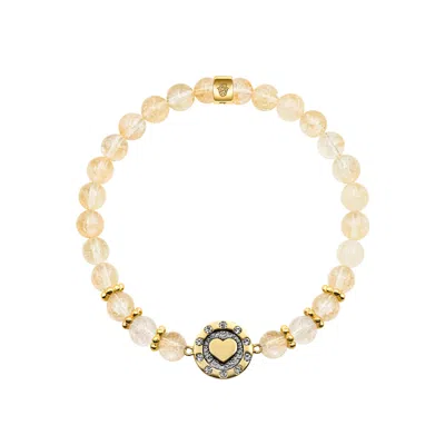 Karma And Luck Women's Yellow / Orange Joyful Heart - Citrine Heart Charm Bracelet