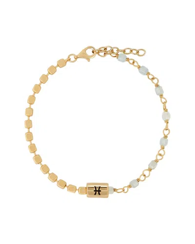 Karma And Luck Zodiac Plated Aquamarine Beaded Bracelet In Multi