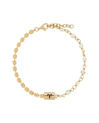 Karma And Luck Zodiac Plated Crystal Quartz Beaded Bracelet In White