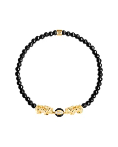 Karma And Luck Zodiac Plated Cz Beaded Bracelet In Yellow