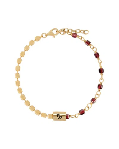 Karma And Luck Zodiac Plated Garnet Beaded Bracelet In Gold