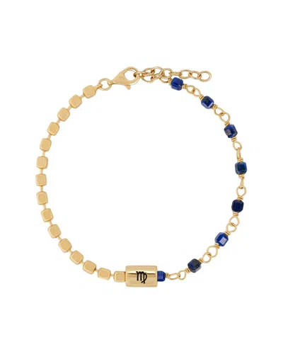 Karma And Luck Zodiac Plated Lapis Beaded Bracelet In Multi