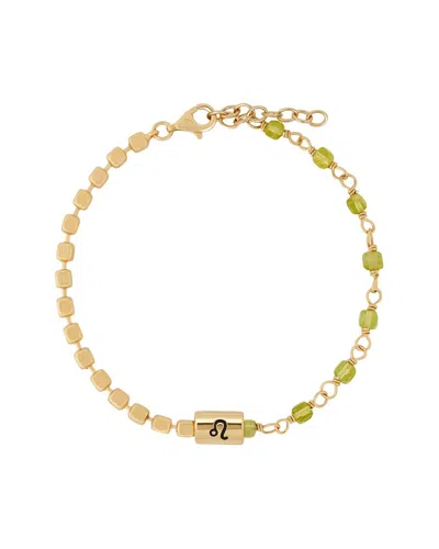 Karma And Luck Zodiac Plated Peridot Beaded Bracelet In Multi
