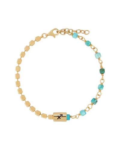 Karma And Luck Zodiac Plated Turquoise Beaded Bracelet In Gold