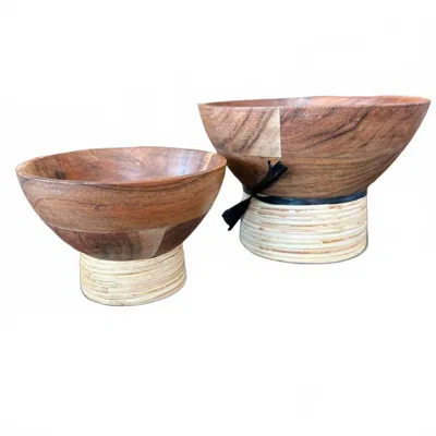 Karma Boardwalk Acacia Wood Bowls In Brown