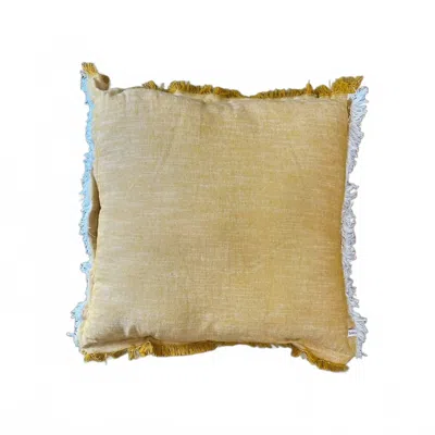 Karma Canary Yellow Throw Pillow In Brown