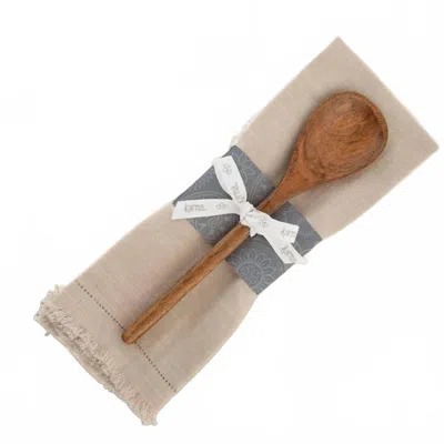 Karma Chelsea Tea Towel & Spoon Flax In Beige In Multi